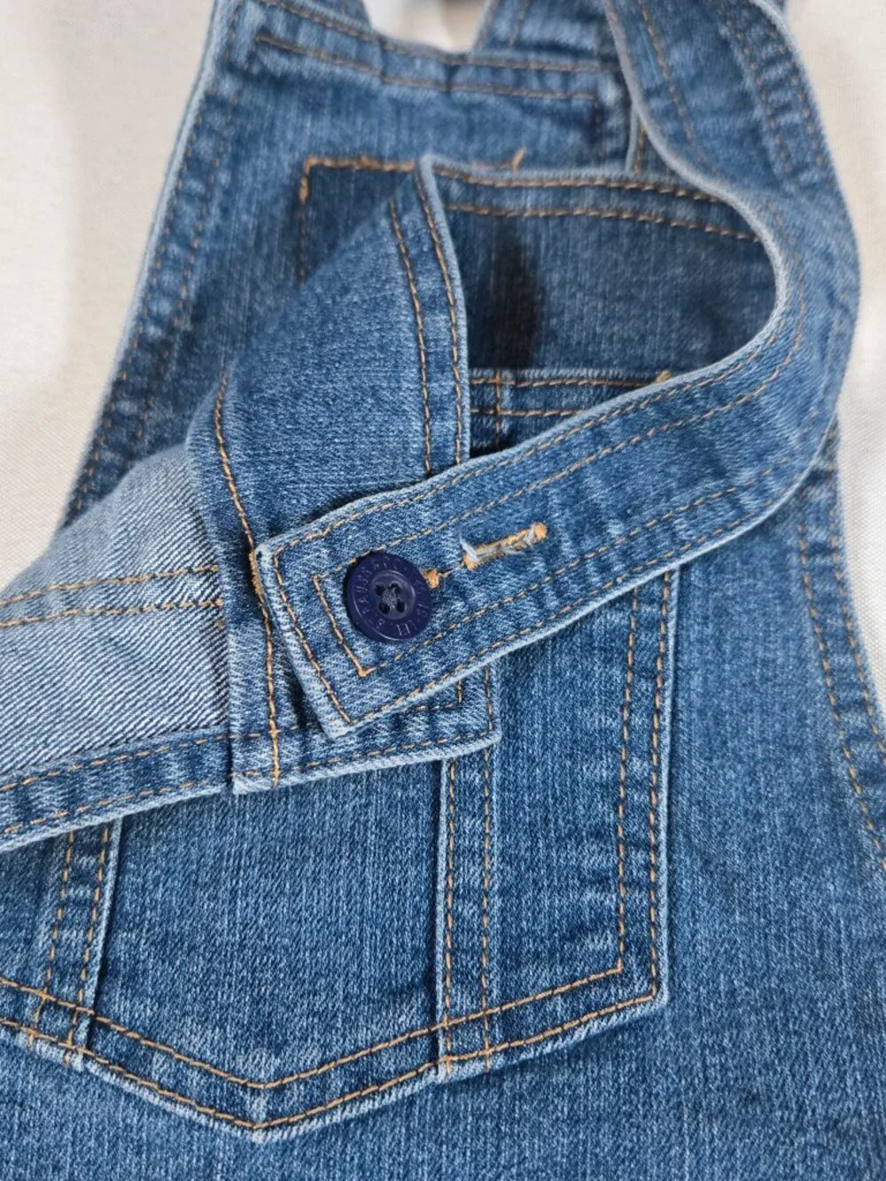 Levi’s Girls Size 8 Denim Overall Dress Blue Jean Jumper Pinafore Stretch
